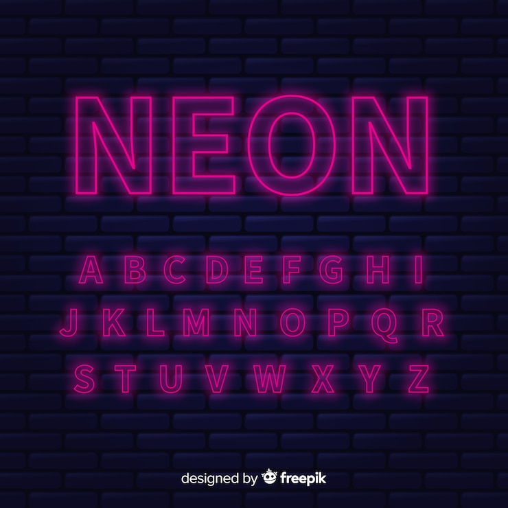 Vecteur gratuit design plat de modèle alphabet néon