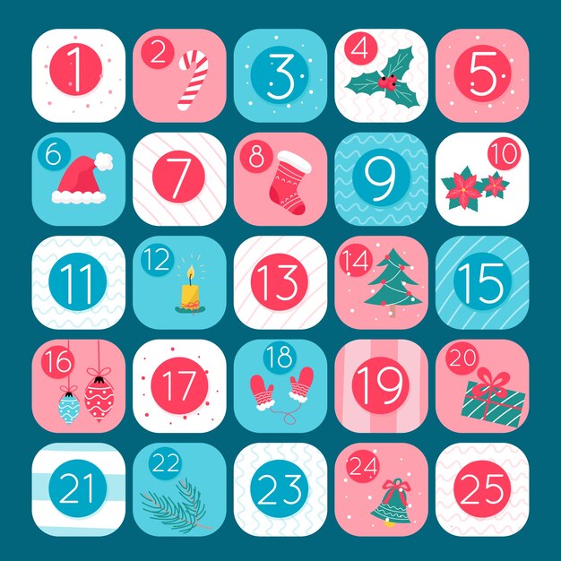 Design plat modèle calendrier de l'Avent