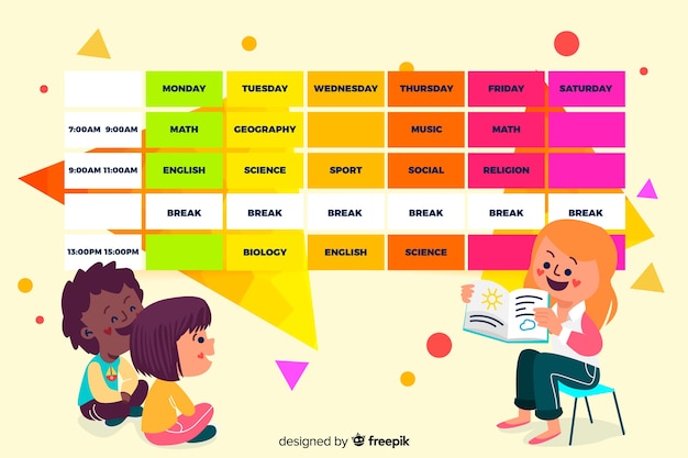 Design Plat De Modèle De Calendrier Scolaire Coloré