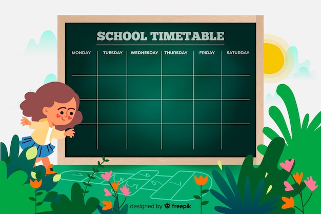 Design plat de modèle de calendrier scolaire coloré