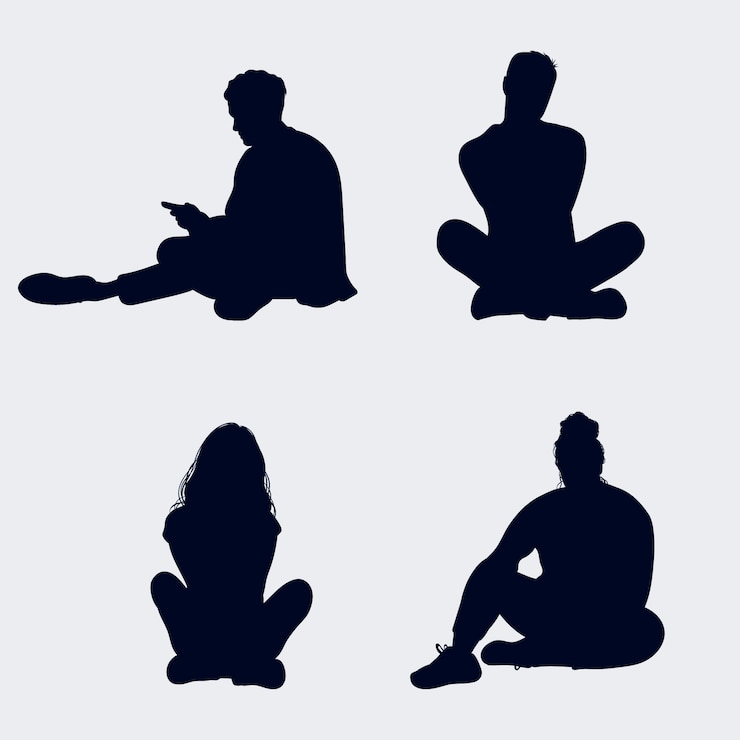 Vecteur gratuit design plat personne assise silhouette