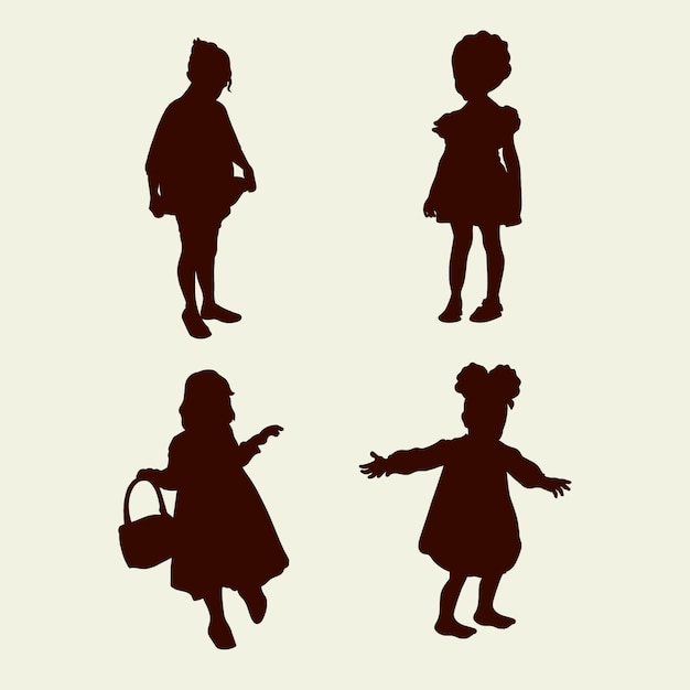 Vecteur gratuit design plat petite silhouette de fille