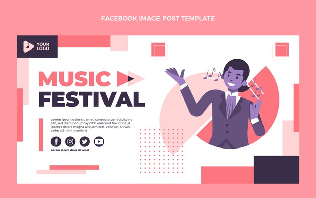Design plat de la publication facebook du festival de musique