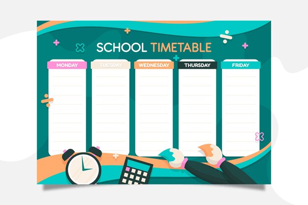 Vecteur gratuit design plat retour au calendrier scolaire