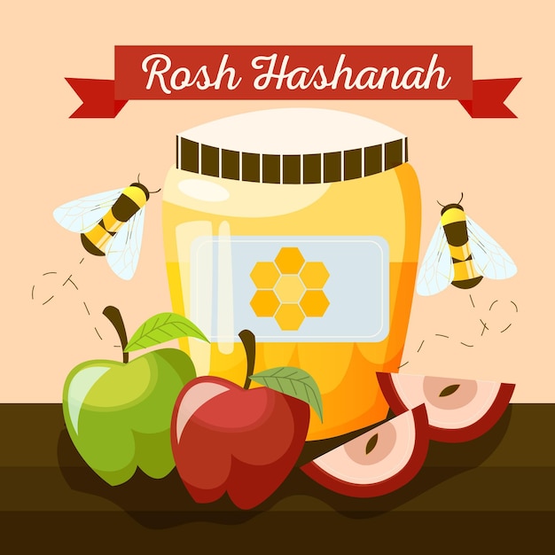 Vecteur gratuit design plat rosh hashanah concept