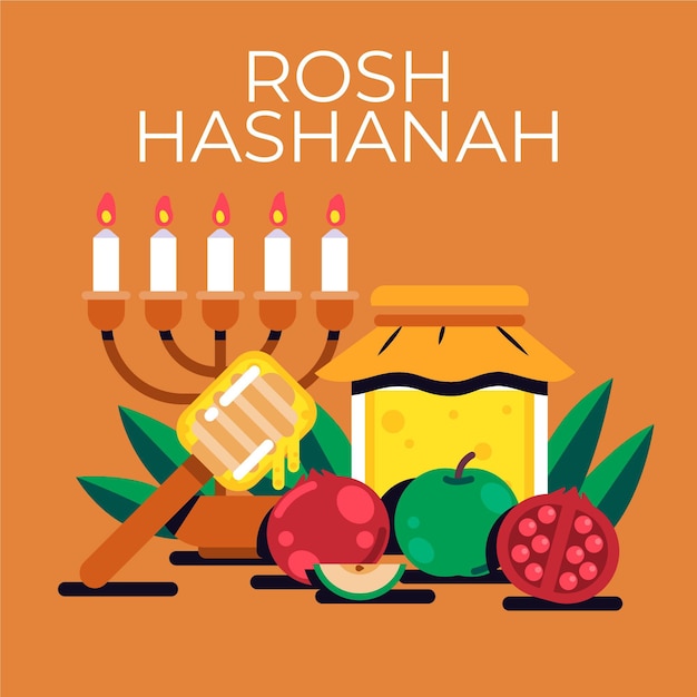 Design plat de Rosh hashanah avec du miel