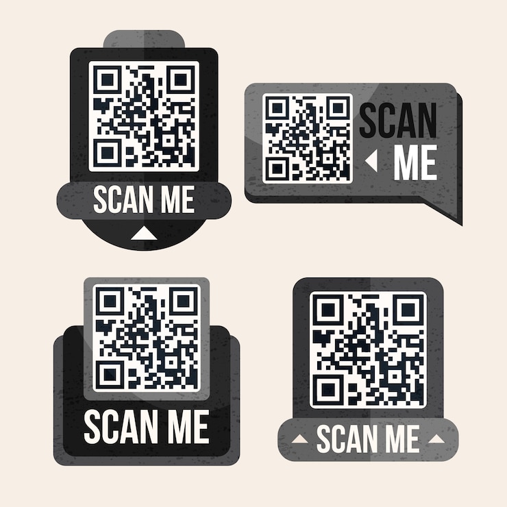 Vecteur gratuit design plat scannez-moi la collection d'étiquettes