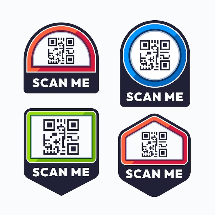 Vecteur gratuit design plat scannez-moi la collection de timbres