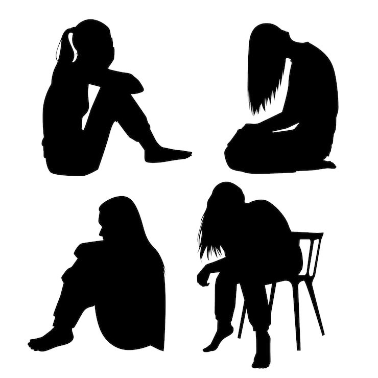 Vecteur gratuit design plat silhouette de personne triste