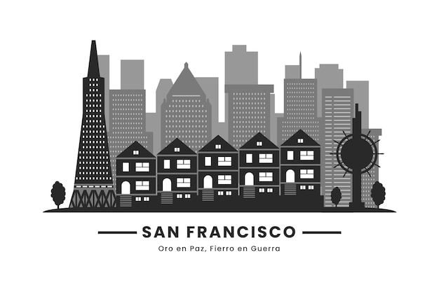 Vecteur gratuit design plat silhouette de san francisco