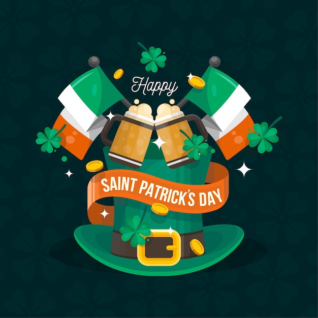 Vecteur gratuit design plat st. concept de patricks day