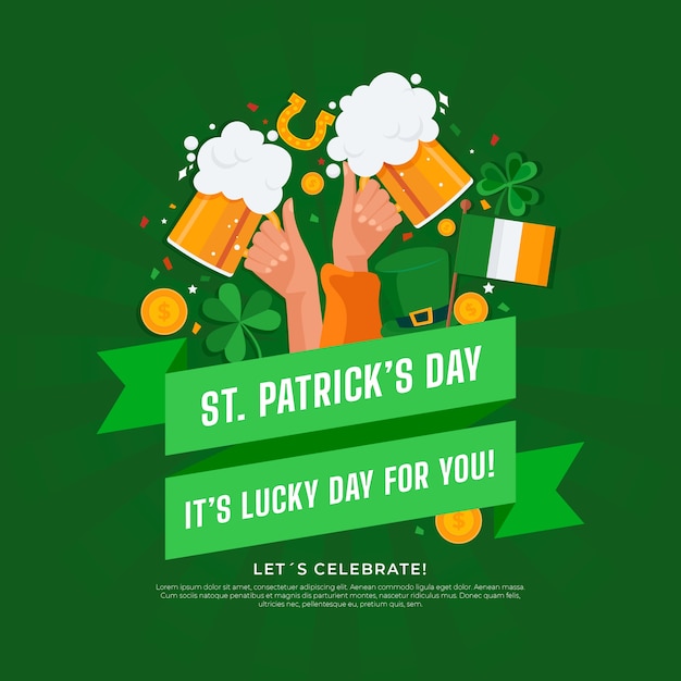 Vecteur gratuit design plat st. thème de la patricks day