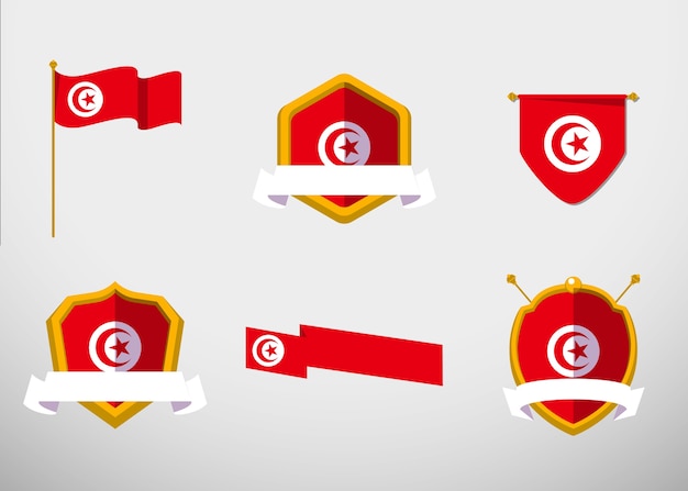 Vecteur gratuit design plat tunisie emblèmes nationaux