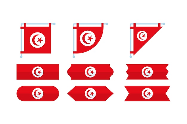 Vecteur gratuit design plat tunisie emblèmes nationaux