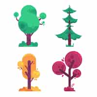 Vecteur gratuit design plat type coloré de collection d'arbres