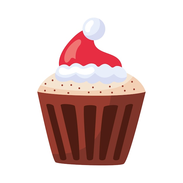 Vecteur gratuit dessert de noël cupcake du père noël