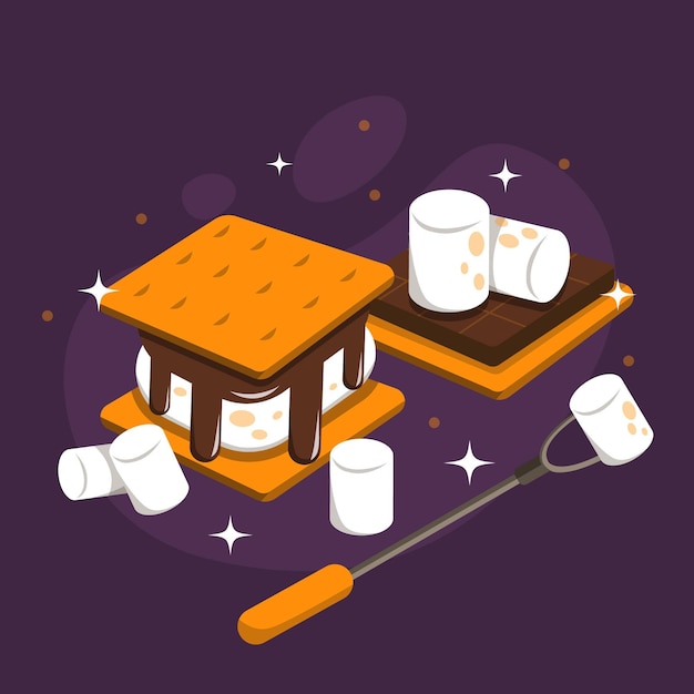 Vecteur gratuit dessert s'mores design plat illustré