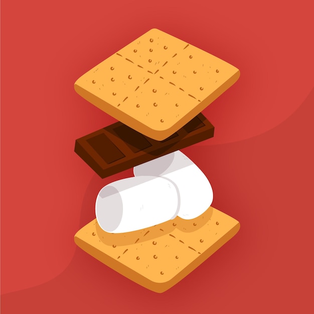 Vecteur gratuit dessert s'mores dessiné illustré