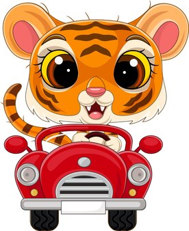 Dessin Anime Bebe Tigre Au Volant D Une Voiture Rouge Vecteur Premium Dessin Anime Bebe Tigre Au Volant D Une Voiture Rouge Vecteur Premium