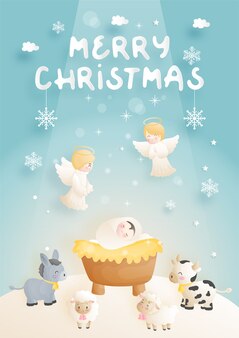 Un Dessin Anime De Creche De Noel Avec L Enfant Jesus Marie Et Joseph Dans La Creche Avec Un Ane Et D Autres Animaux Religieux Chretien Vecteur Premium Un Dessin Anime De Creche De Noel Avec L Enfant Jesus Marie Et Joseph Dans La Creche Avec Un Ane Et D Autres Animaux Religieux Chretien Vecteur Premium