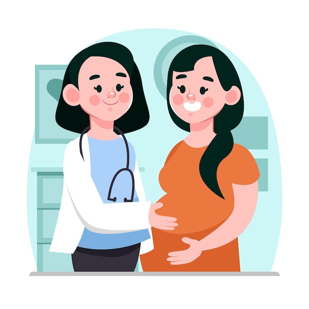 Vecteur gratuit dessin animé dia internacional de la obstetricia y la embarazada illustration