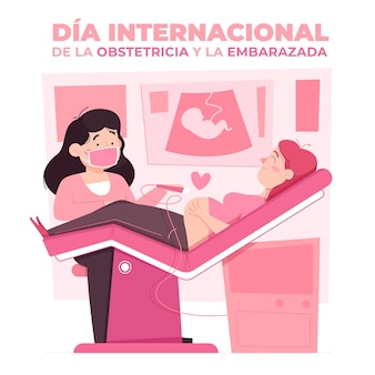 Dessin animé dia internacional de la obstetricia y la embarazada illustration