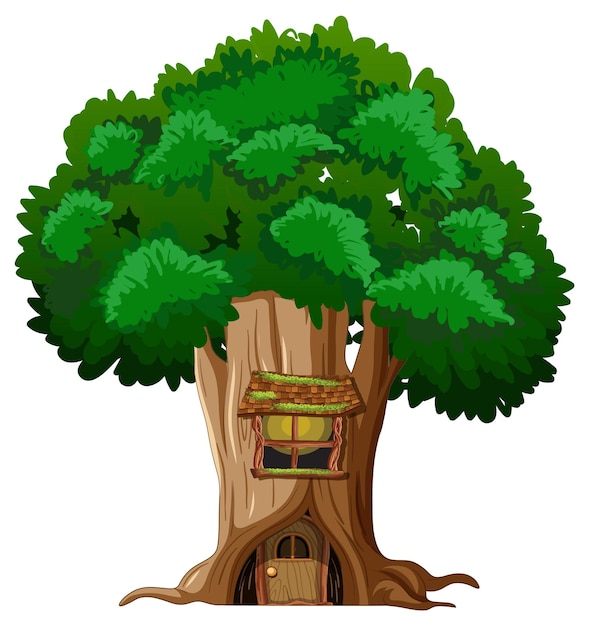 Vecteur gratuit dessin animé isolé grand arbre