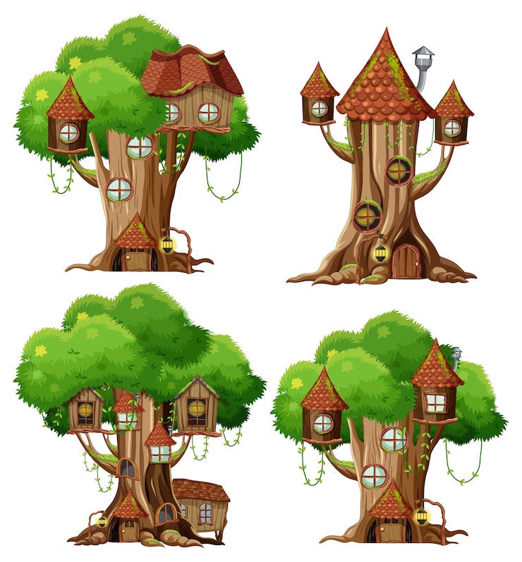 Vecteur gratuit dessin animé isolé grand arbre