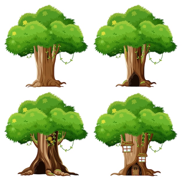 Vecteur gratuit dessin animé isolé grand arbre