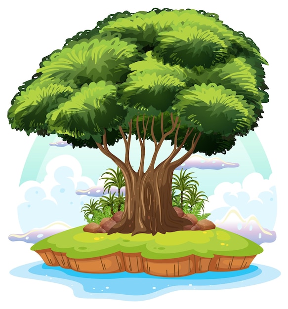Vecteur gratuit dessin animé isolé grand arbre