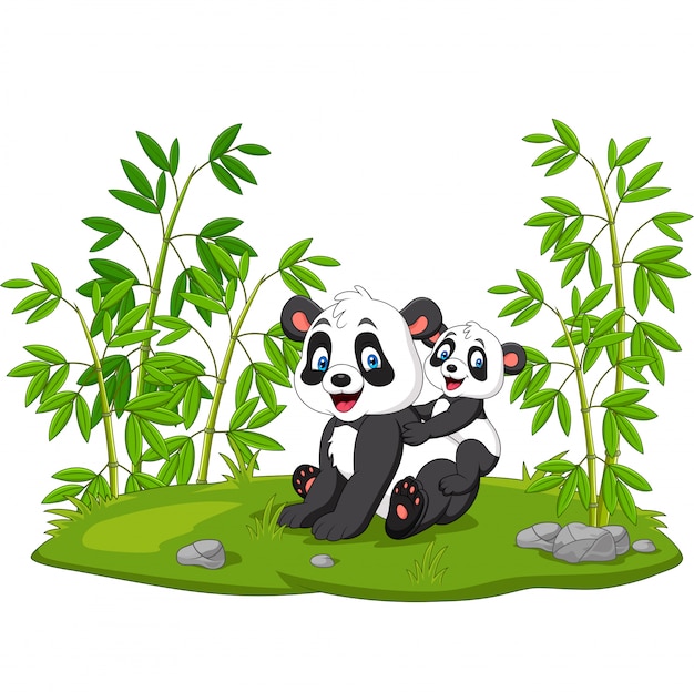 Dessin Anime Maman Et Bebe Panda Dans Le Bambou Vecteur Premium Dessin Anime Maman Et Bebe Panda Dans Le Bambou Vecteur Premium