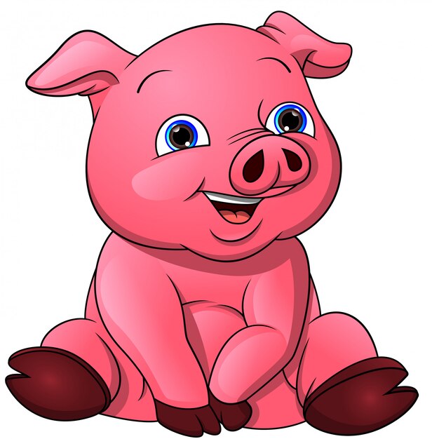 Dessin Anime Mignon Bebe Cochon Vecteur Premium