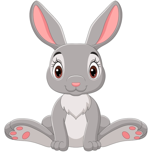 Dessin Anime Mignon Bebe Lapin Assis Vecteur Premium