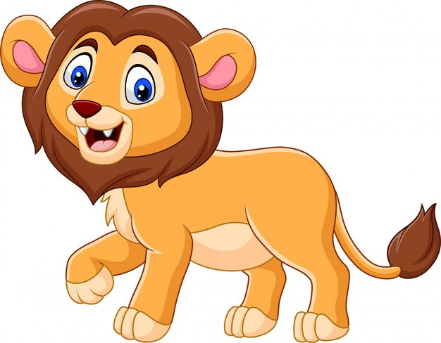 Dessin Anime Mignon Bebe Lion Vecteur Premium