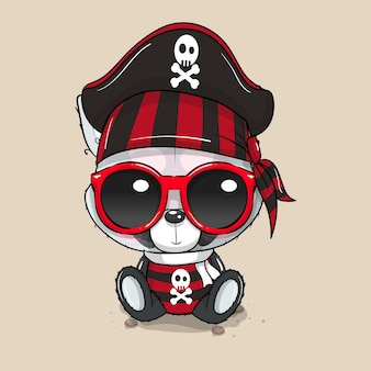 Dessin animé mignon bébé panda en costume de pirate