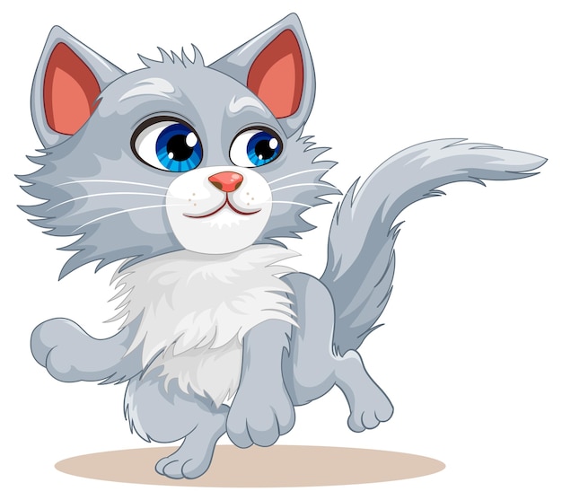 Dessin Animé Mignon Chat Blanc Isolé