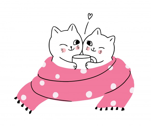 Dessin Anime Mignon Hiver Chats Buvant Du Cafe Vecteur Premium Dessin Anime Mignon Hiver Chats Buvant Du Cafe Vecteur Premium