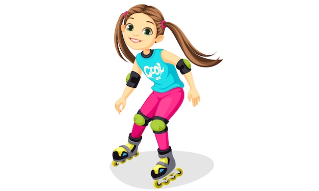 Dessin animé, mignon, petite fille, patinage