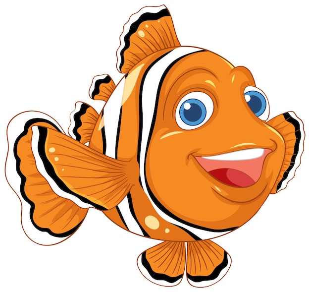 Vecteur gratuit dessin animé mignon poisson clown isolé