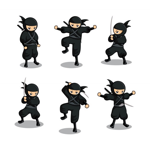 Collection D l ments Ninja  Color  Avec Un Design Plat 