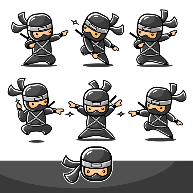 Personnage De Dessin  Anim  Ninja  Dans Diff rentes Poses 