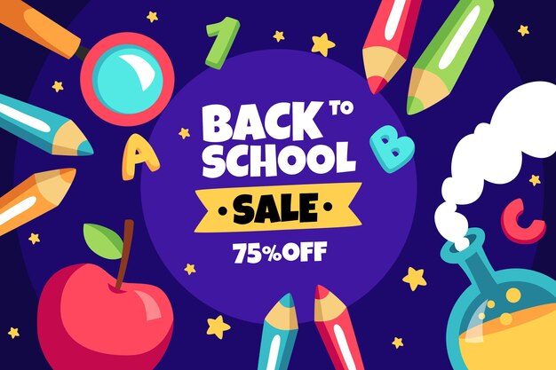 Dessin animé retour à l'arrière-plan de vente d'école