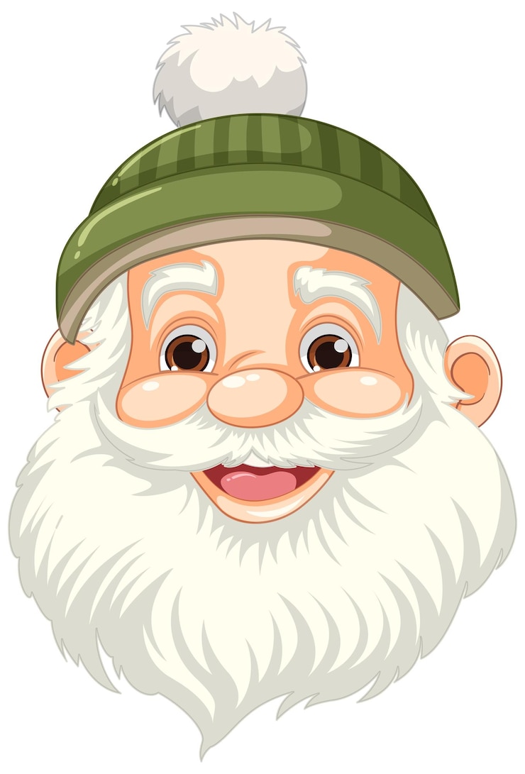 Vecteur gratuit dessin animé souriant de vieil homme avec barbe et bonnet