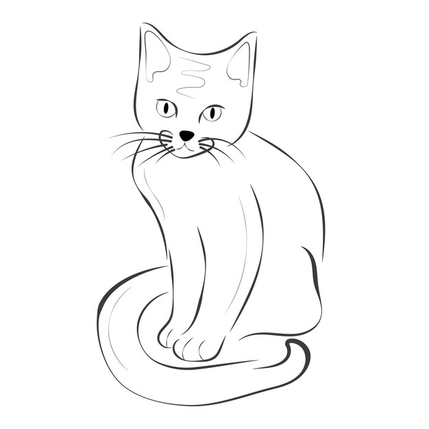 Jeu De Chats Minime Ligne Doodle Chats Mignons Illustration De Style Dessine A La Main Vecteur Premium