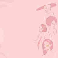 Vecteur gratuit dessin au trait féminin sur un vecteur de fond rose