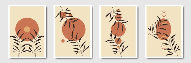Dessin au trait de feuillage botanique tropical minimaliste dessinant une feuille abstraite avec un style bohème