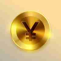 Vecteur gratuit le dessin du symbole de la pièce en yens dorés brillants et dorés