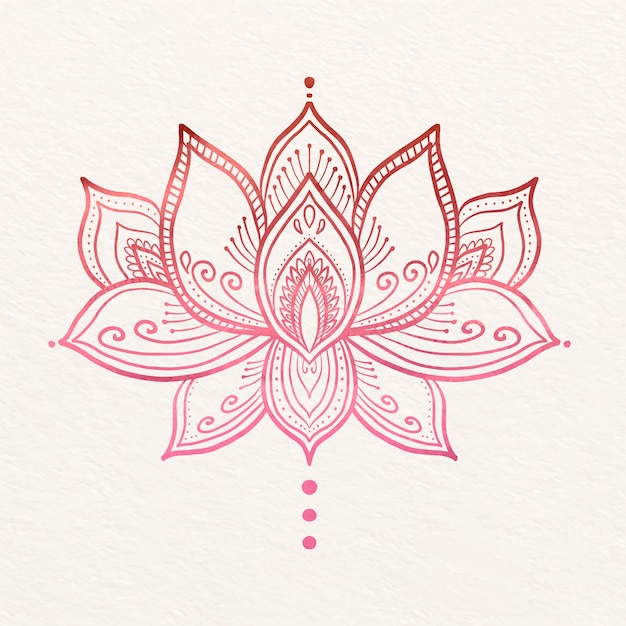 Dessin de fleur de lotus aquarelle mandala
