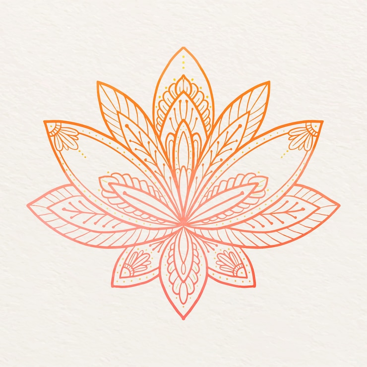 Vecteur gratuit dessin de fleur de lotus aquarelle mandala