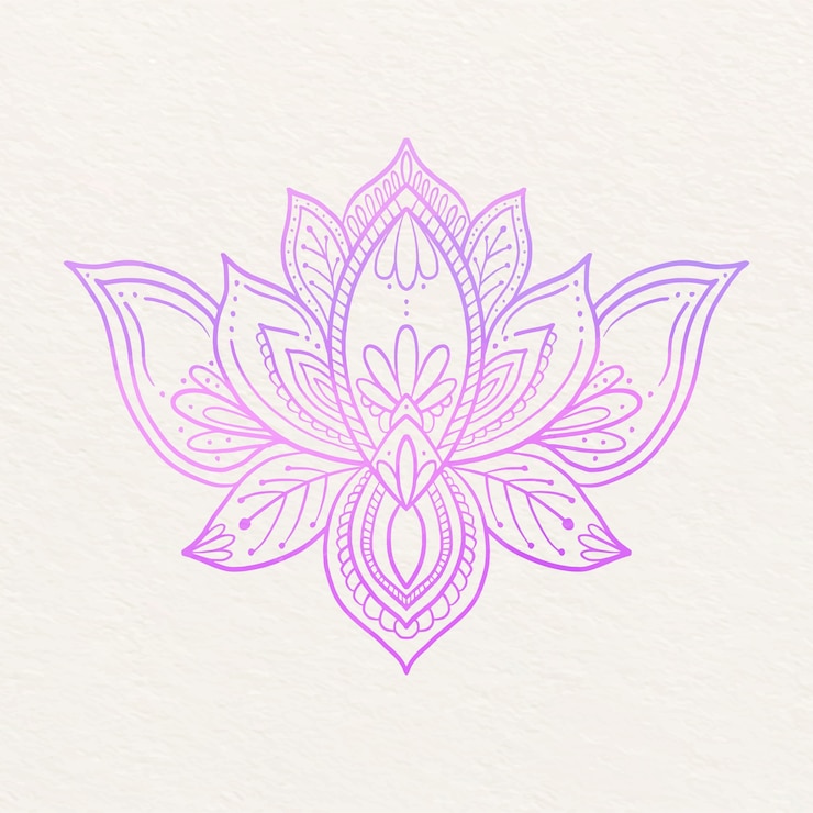 Vecteur gratuit dessin de fleur de lotus aquarelle mandala